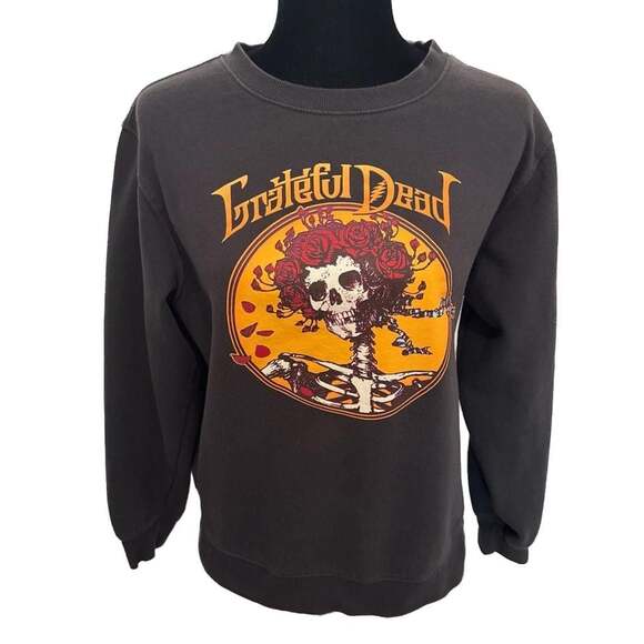 Grateful Dead Other - Grateful Dead Bertha Skull and Roses Graphic Sweatshirt Charcoal Grey Size Large